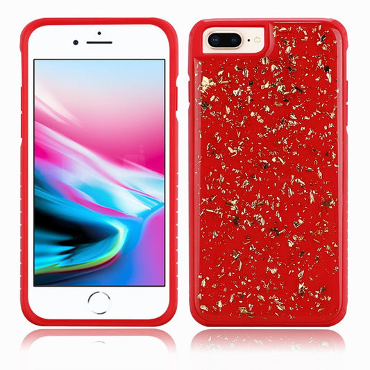 GSA Frozen Gold Flake Slim Hybrid Case For iPhone 8 Plus, 7 Plus, 6 Plus & 6S Plus (5.5") - Red