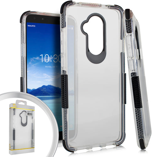 GSA Side Spine TPU Soft flexible 2 Case For Alcatel 7 Folio Clear / Black