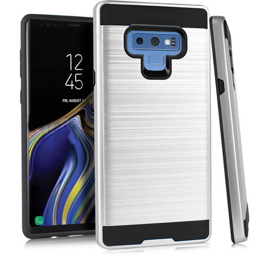 GSA Brushed Hybrid Case for Samsung Galaxy Note 9 - Silver Black