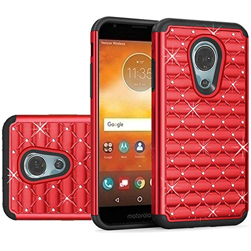 GSA Crystal Bling Diamond Hybrid Case for Motorola Moto E5 Supra E5 Plus (Red)