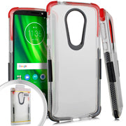 GSA Side-Spine Protective Case for the Motorola E5 Plus - Clear/Red/Black