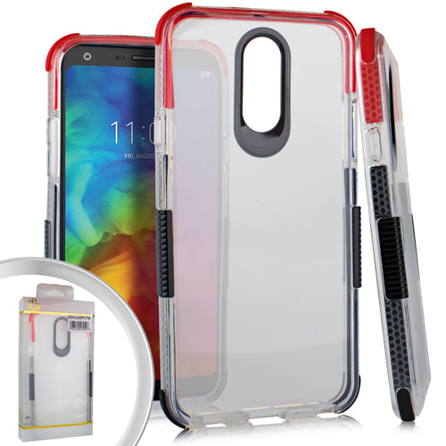 GSA Hybrid Bumper Side Spine 2 Case for LG Q7 Plus, Q7 Red, Black, Clear