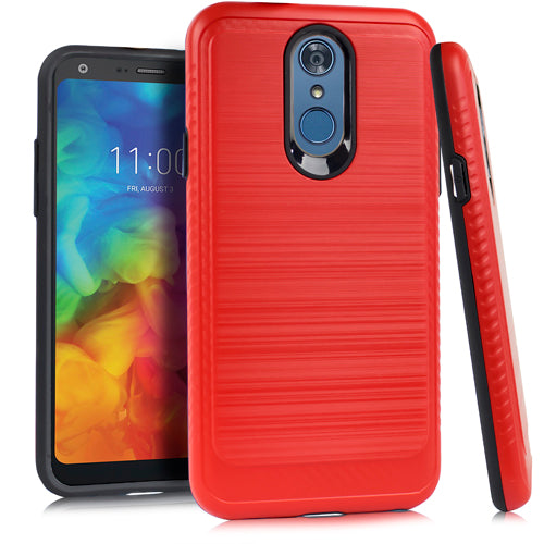 GSA HYBRID HARD BRUSHED ARMOR CASE For LG Q7 & LG Q7 Plus Red