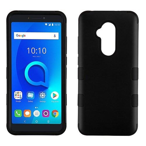 Mybat TUFF Hybrid Protector Cover Case for Alcatel Folio 7 - Rubberized Black/Black