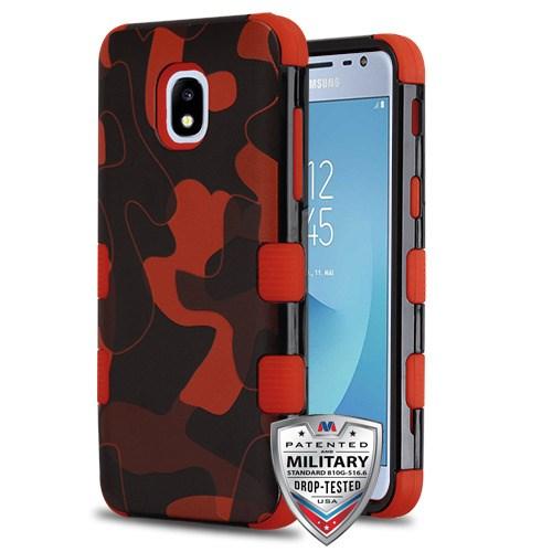 Mybat Tuff Hybrid Camo Case For Samsung Galaxy J3 (2018), J337, J3 V 3rd Gen, J3 Star, J3 Achieve, Express Prime 3  Red/Black