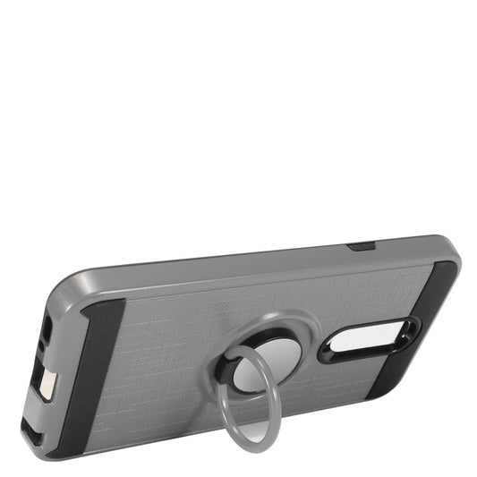GSA Brushed Hybrid Hard Case Ring Stand for LG Q7, Q7 Plus Gray