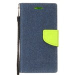 GSA Denim Fabric Flip Wallet Case for LG Q7, Q7 Plus Green & Dark Blue