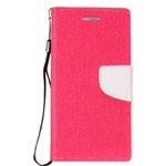 GSA Denim Fabric Flip Wallet Case- for LG Q7 & 7 Plus  White/Pink