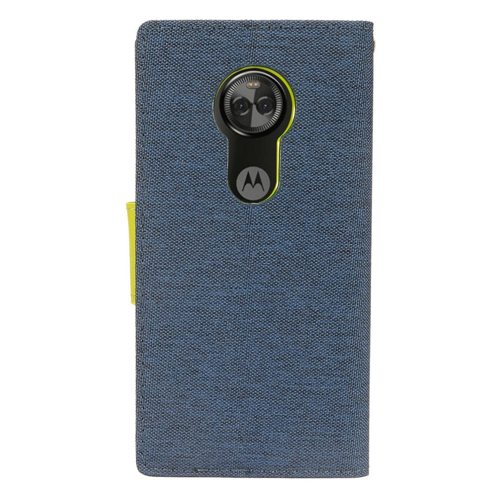 GSA Denim Fabric Wallet Case for Motorola Moto E5 Plus/Moto E5 Supra /XT1924 - Blue/Green