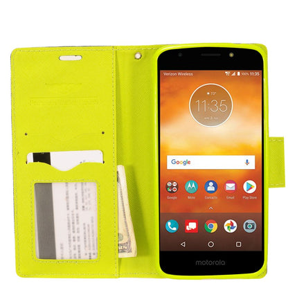 GSA Denim Fabric Wallet Case for Motorola Moto E5 Plus/Moto E5 Supra /XT1924 - Blue/Green