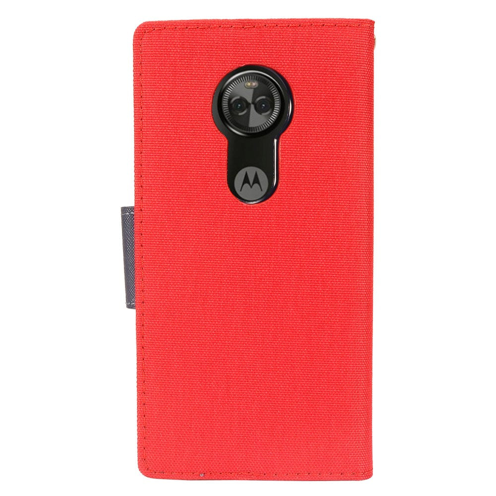 GSA Denim Fabric Wallet Case for Motorola Moto E5 Plus, E5 Supra & XT1924 Red & Blue