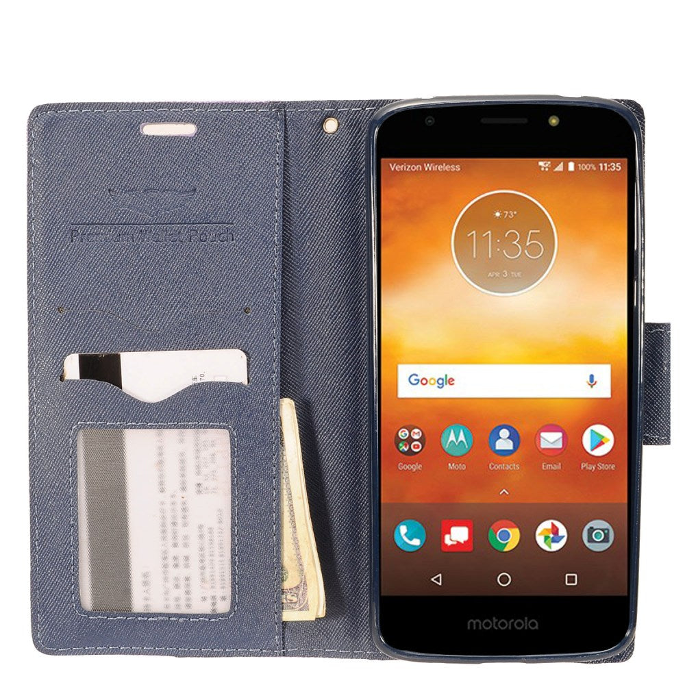 GSA Denim Fabric Wallet for Motorola Moto E5 Plus Moto E5 Supra - Purple/Blue