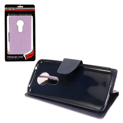 GSA Denim Fabric Wallet for Motorola Moto E5 Plus Moto E5 Supra - Purple/Blue