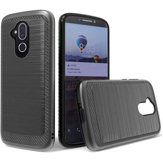GSA Slim Brushed Hybrid Edged Case For Alcatel 7 Folio, 6062, T-Mobile REVVL 2 Plus - Black