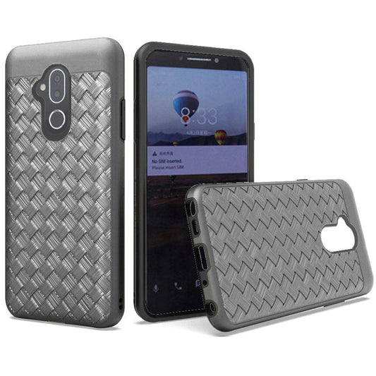 GSA Woven Textured Design Hybrid Case for Alcatel 7 Folio, 6062W Gray
