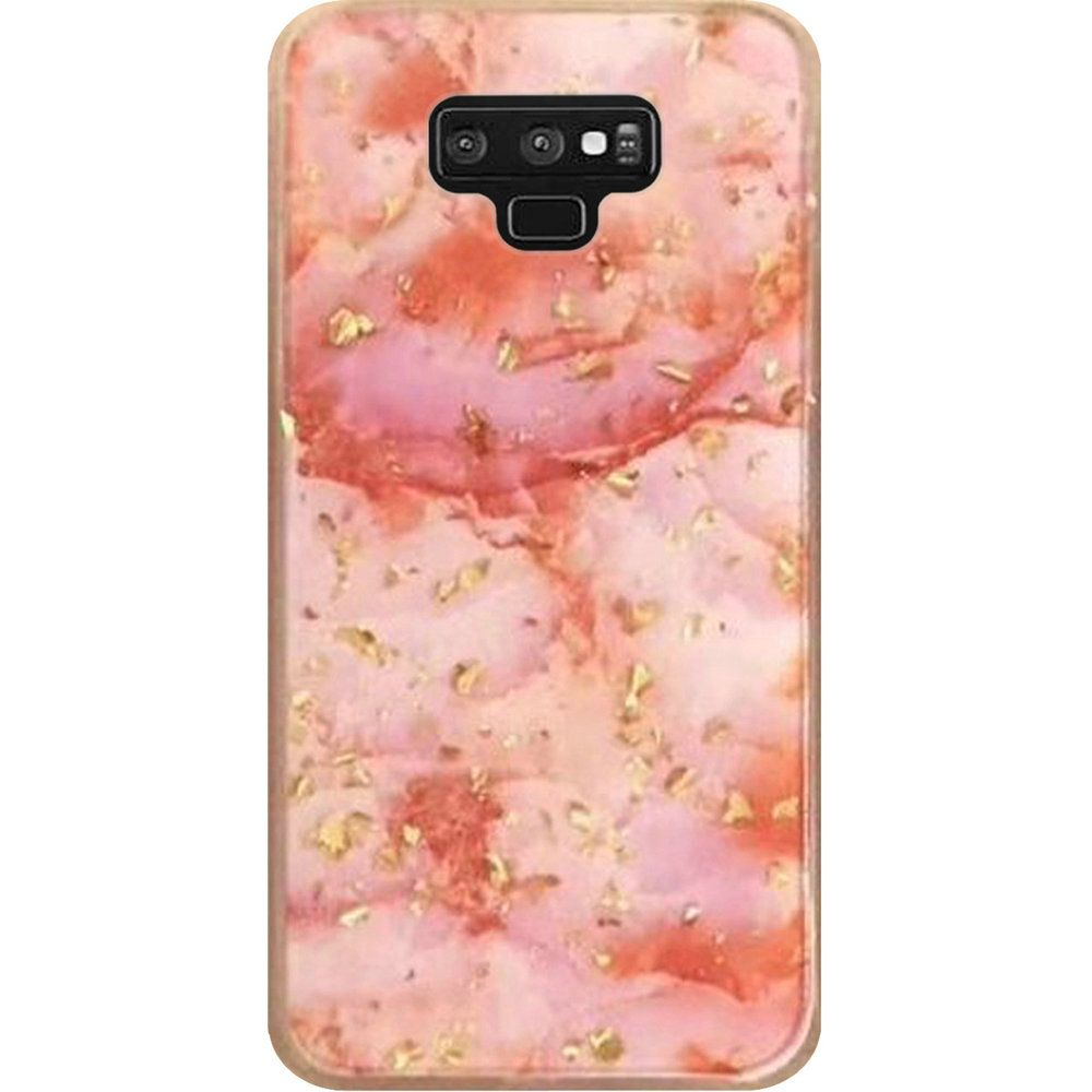 GSA Gold Flack Marble Case for Samsung Galaxy Note 9 - Pink/Coral