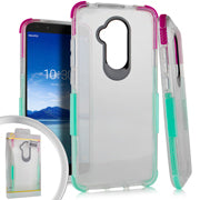 GSA Side Spine Bumper Candy Case For Alcatel 7 Folio - Clear/Hot Pink/Teal