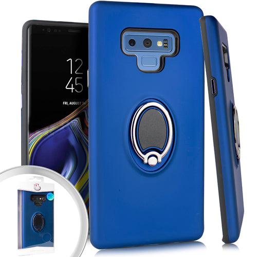 GSA Slim Silicone Case Ring Stand for Samsung Galaxy Note 9 - Metallic Blue