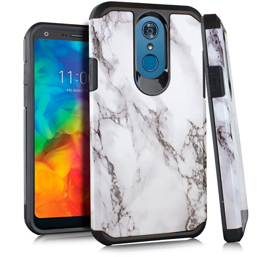 GSA Hybrid Marble design Cover Case for LG Q7, Q7 Plus (White Marble)