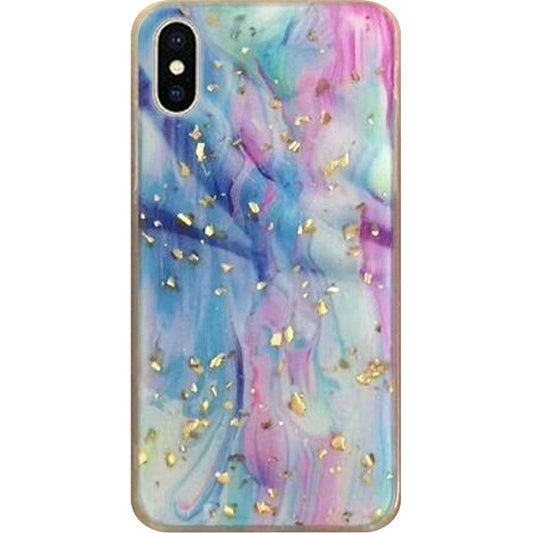 GSA Gold Flake Colorful Galaxy Marble Candy Case For iPhone XS Max (6.5")