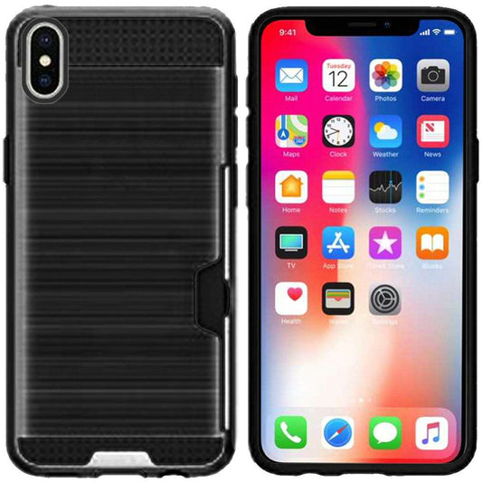 GSA Brushed Hybrid Case w/Card Holder For iPhone XS Max (6.5") - Black