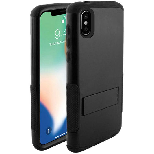 GSA Tough Snap-on Rugged Kickstand Case For iPhone XS Max (6.5") - Black