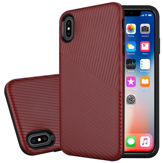 GSA Textured Embossed Hard Plastic PC TPU Hybrid Case For iPhone XR (6.1") - Red
