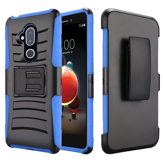 GSA Armor Hybrid Kickstand Case w/Holster For Alcatel 7 Folio, 6062W - Black/Blue