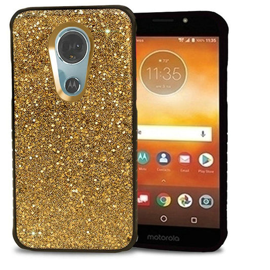 GSA Slim Hybrid Glitter Case For Motorola Moto E5 Supra E5 Plus Black & Gold