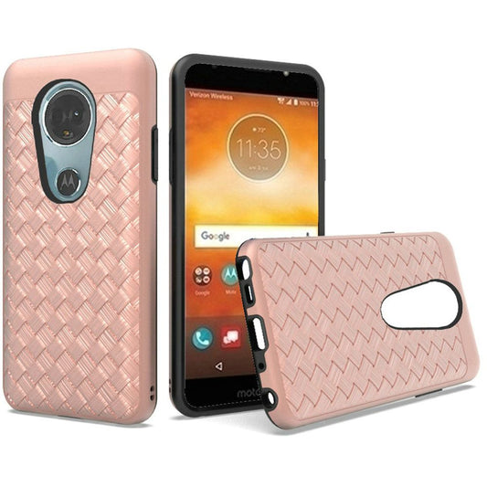 GSA Woven Textured Dual Layer Case for Motorola Moto E5 Plus E5 Supra Rose Gold XT1924
