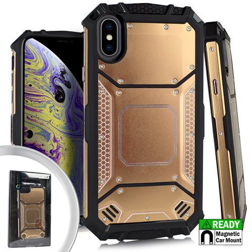 GSA Metal Jacket Hybrid Case For iPhone XS Max (6.5") Gold Black