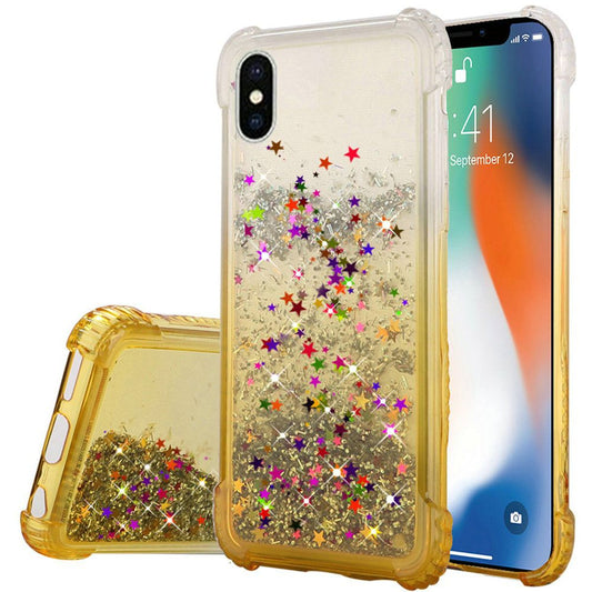 GSA Liquid Glitter Gradient Color Candy Case For iPhone XS Max (6.5") - Gold