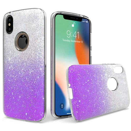GSA Two Tone Glitter Hybrid Case For iPhone XS Max (6.5") - Purple/Silver
