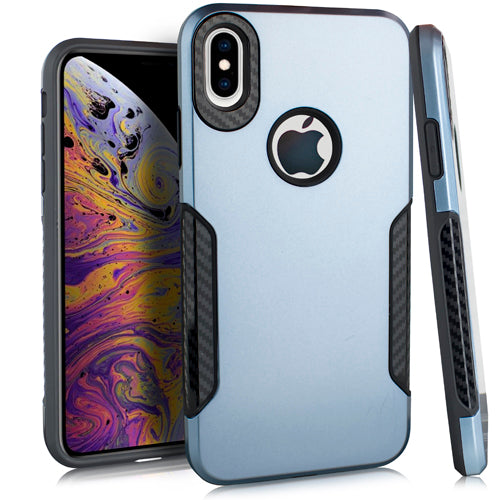 GSA Slim Metallic Carbon Hybrid Case For iPhone XS Max (6.5") - Blue Black