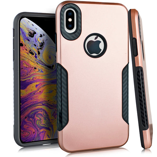 GSA Metallic Carbon Hybrid Case For iPhone XS Max (6.5") Rose Gold/Black
