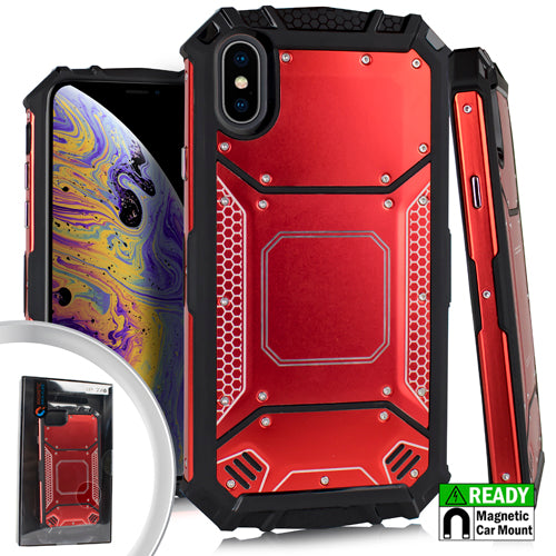 GSA Screw Metal Jacket Hybrid Case For iPhone XS Max (6.5") - Red/Black