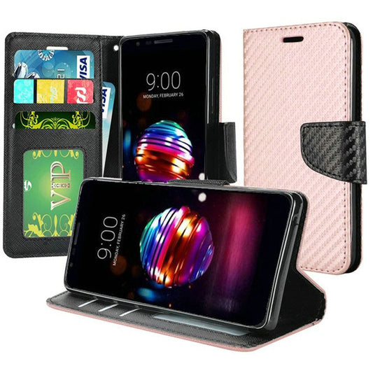 GSA Carbon Fiber Wallet for LG K30, K10 2018 Rose Gold