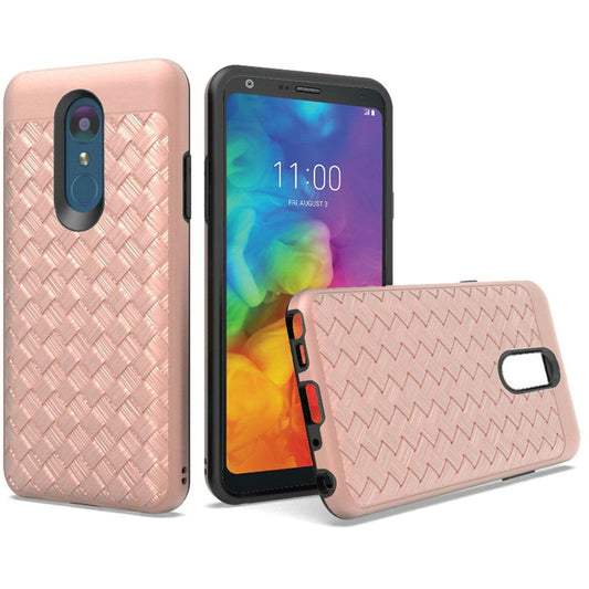 GSA Woven Textured Hybrid Case for LG Q7 Plus (2018) & Q7 Rose Gold