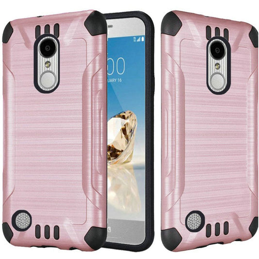 GSA Dual Layer Hybrid Brushed Case For LG Aristo 2, Aristo 2 Plus, Tribute Dynasty Rose Gold Black