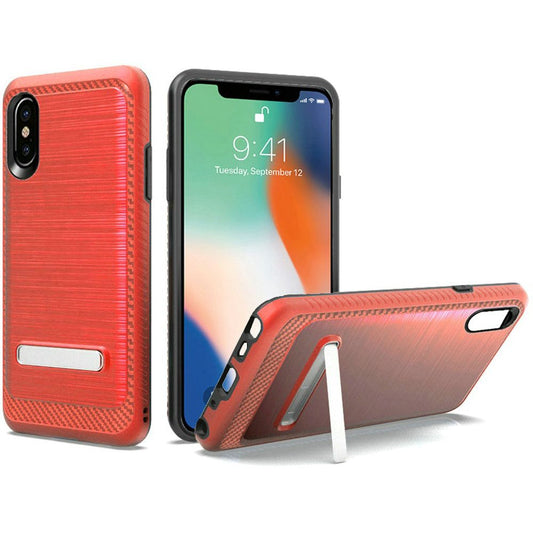 GSA Slim Brushed Hybrid w/Kickstand For iPhone XS Max (6.5") - Red