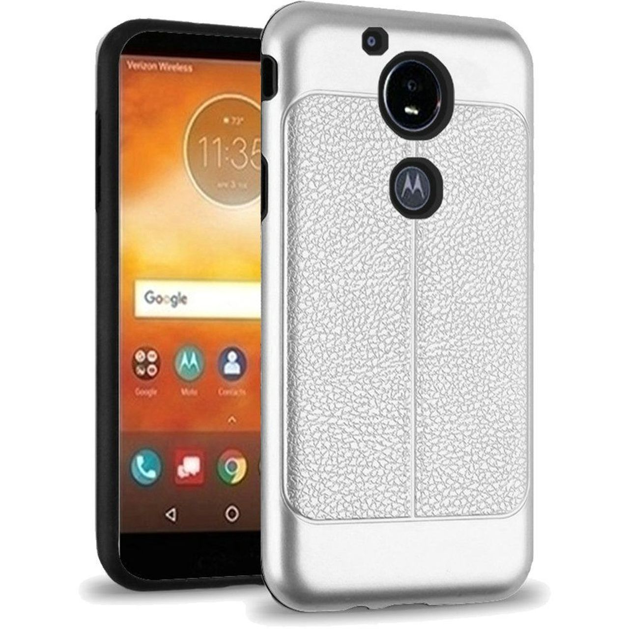GSA Leather Design Hybrid Case For Motorola Moto E5 Plus (6.0") & Moto E5 Supra XT1924 Silver