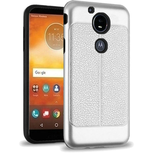 GSA Leather Design Hybrid Case For Motorola Moto E5 Plus (6.0") & Moto E5 Supra XT1924 Silver