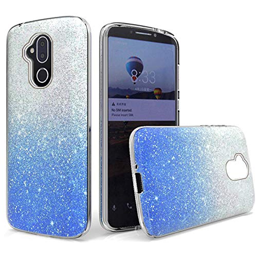 GSA Two Tone Glitter Hybrid Case For Alcatel 7 Folio Light Blue