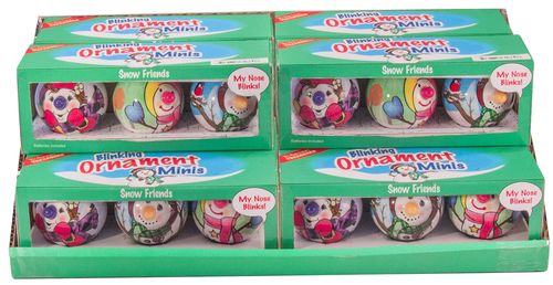 D&D Mini Blinking Holiday Snowman Christmas Ornaments-3pc per box