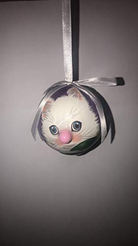 D&D Mini White Kitten Blinking Nose Christmas Ornament