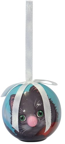 D&D Mini Gray Kitten Blinking Christmas Ornament