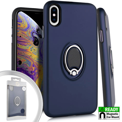 GSA Metallic Hybrid Case with Ring Stand For iPhone XS Max (6.5") - Blue