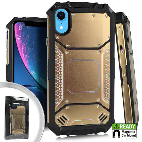 GSA Metal Jacket Hybrid Case for Apple iPhone XR (6.1") - Gold/Black