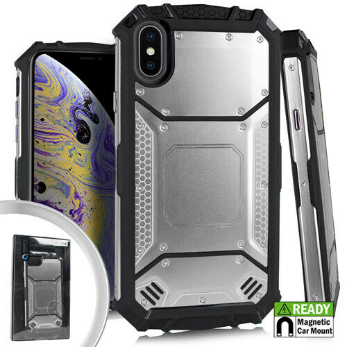 GSA Metal Jacket Hybrid Case for the iPhone XS Max (6.5") - Silver/Black