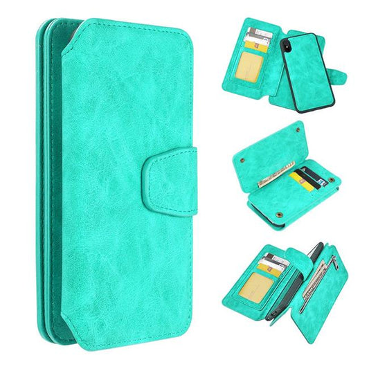 GSA Luxury Leather Flip Wallet Case For iPhone XS Max (6.5") - Teal